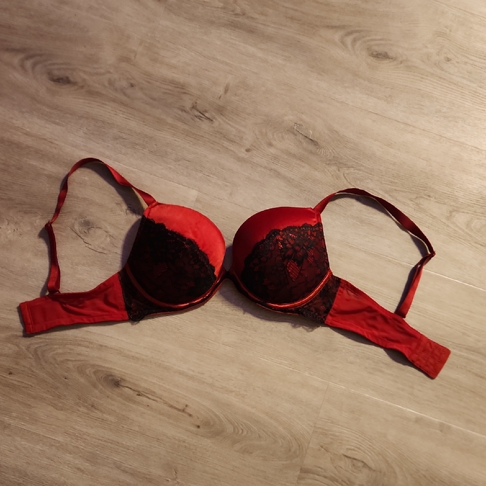 Cacique Red and Black Lace Bra